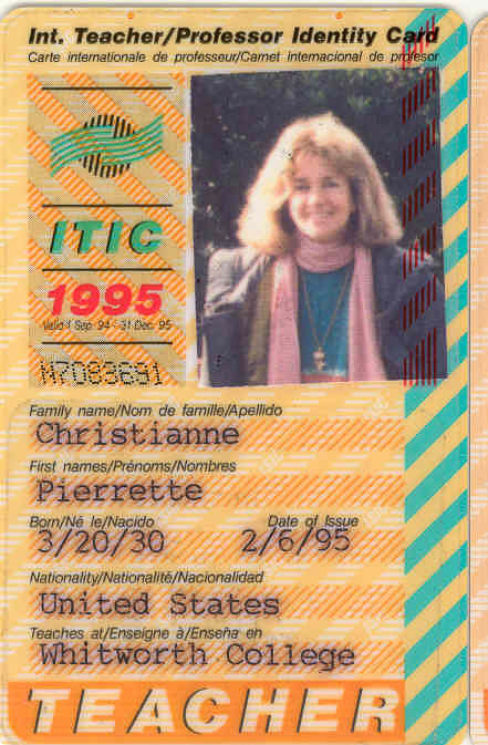 1995 Carte d'International maitresse  Pierrette